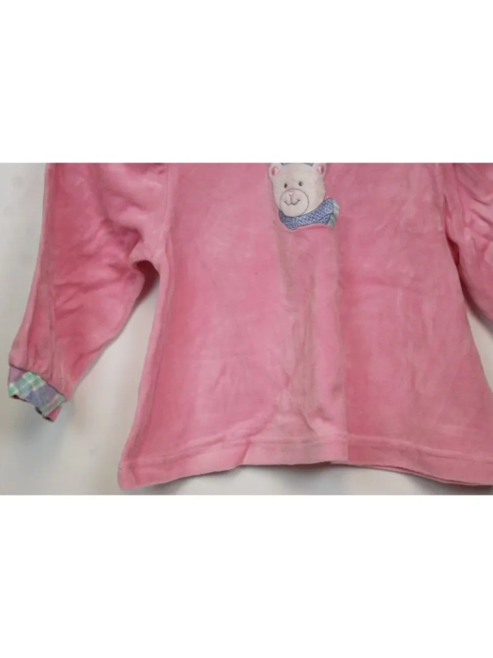 Vtg 90s Healthtex 4T Pink 2pc Shirt Pants Plaid Velour Turtleneck Polar Bear